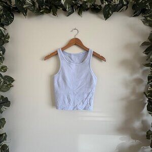 Lululemon Athletic Ebb To Street Cropped Tank Top Blue Linen Women’s Sz 6